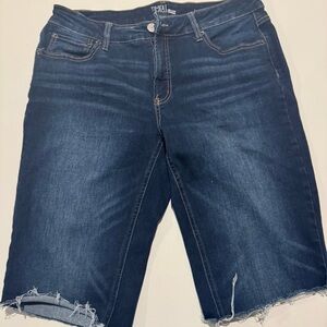 Time and Tru Women's Blue Dark Wash Mid Rise Core Short